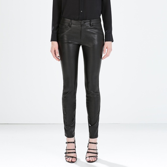 Zara Pants - Zara Woman Faux Leather Black Jeans